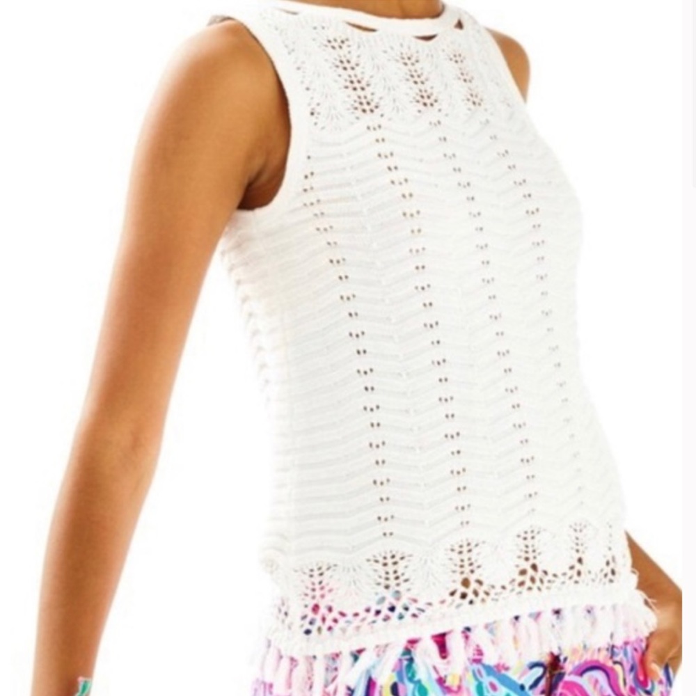 Lilly Pulitzer Brooklin Sweater Tank, Resort White, size Small